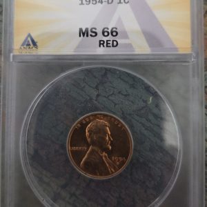 1954-D LINCOLN WHEAT CENT MS66RD GRADED ANACS