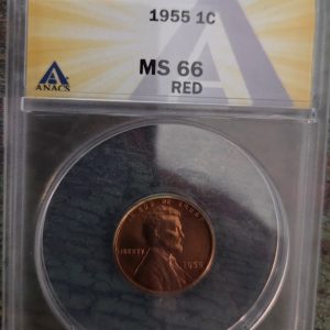 1955 LINCOLN WHEAT CENT GRADED MS66RD BY ANACS