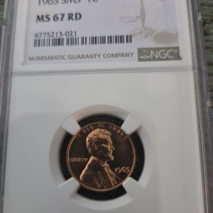 1965 SMS LINCOLN MEMORIAL CENT GRADED MS67RD RED BY NGC