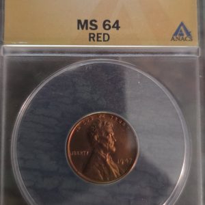 1947 LINCOLN WHEAT CENT GRADED MS64RD RED BY ANACS