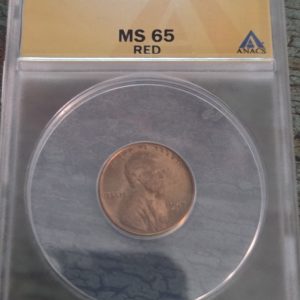 1947-S LINCOLN WHEAT CENT GRADED MS65RD RED  BY ANACS
